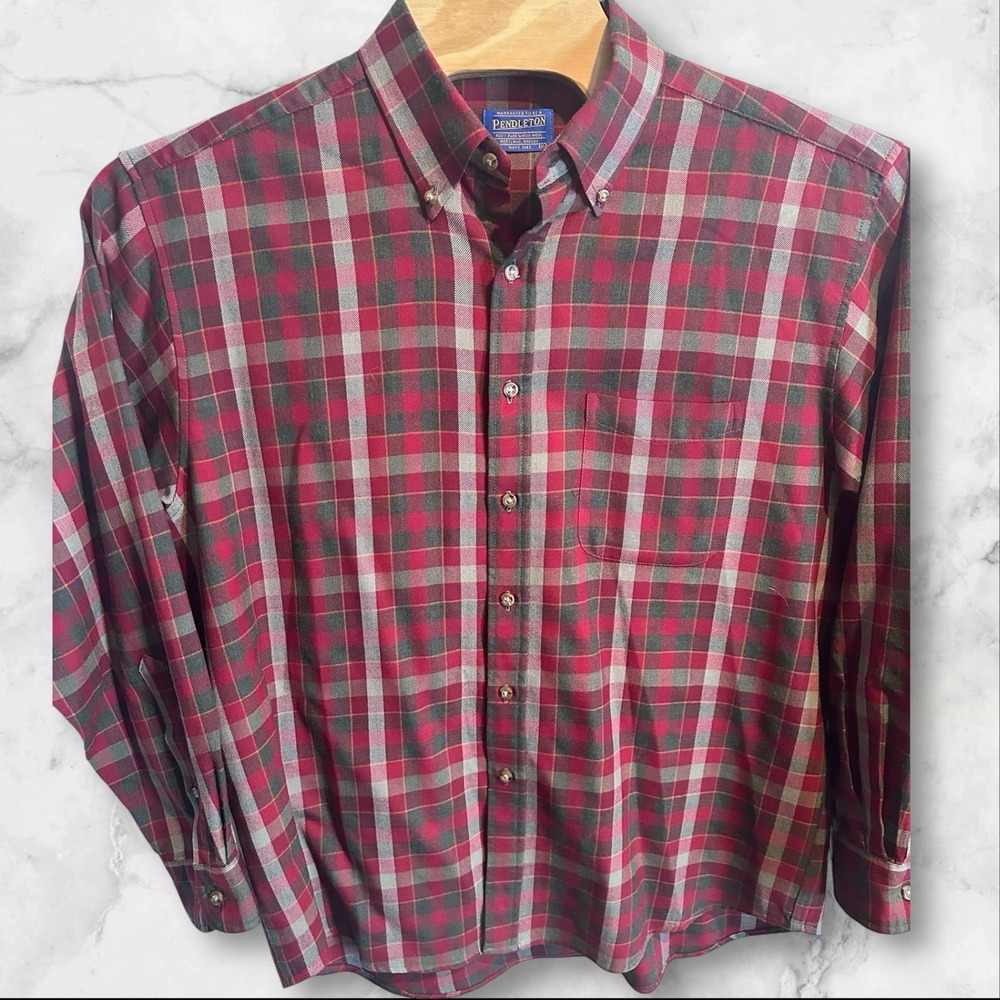 Vintage Pendleton Shirt Mens XL Red Plaid Wool Sir‎ Pendleton Made USA 90s
